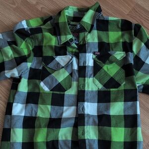 DIXXON Men's Lime and Black Plaid Button Down Shirt
